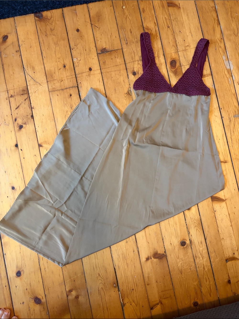Women's Two-Tone Lace-Trim Dress- Taupe & Plum